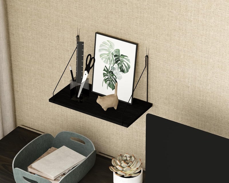 SoaShower Store Cubicle Shelf with Hooks – 11.8" Office Cubicle Accessories for Work, Floating Wall Shelf for Decor, Hanging Organizer for Cubicle Wall Storage & Office Decorations&Black - Image 5
